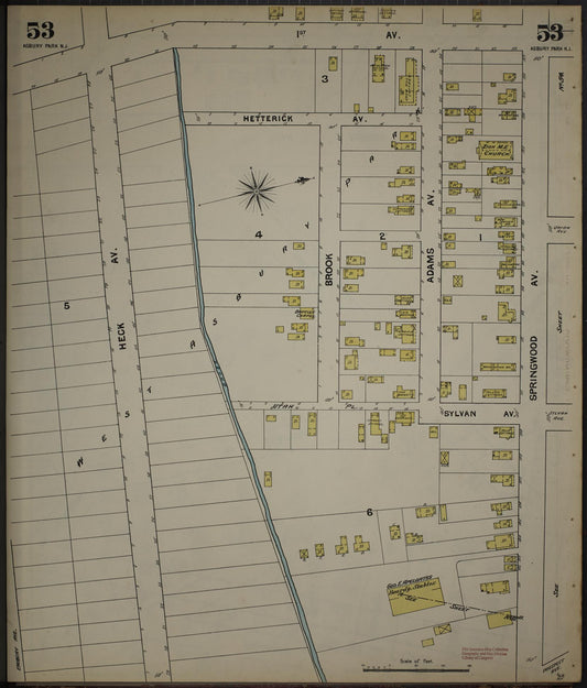Sanborn Fire Insurance Map from New Jersey Coast, New Jersey Coast, New Jersey (1890), Sheet #0053 - Historic Sanborn Fire Insurance Map Print, vintage old map wall art, antique decor, genealogy gift, New Jersey Coast New Jersey map