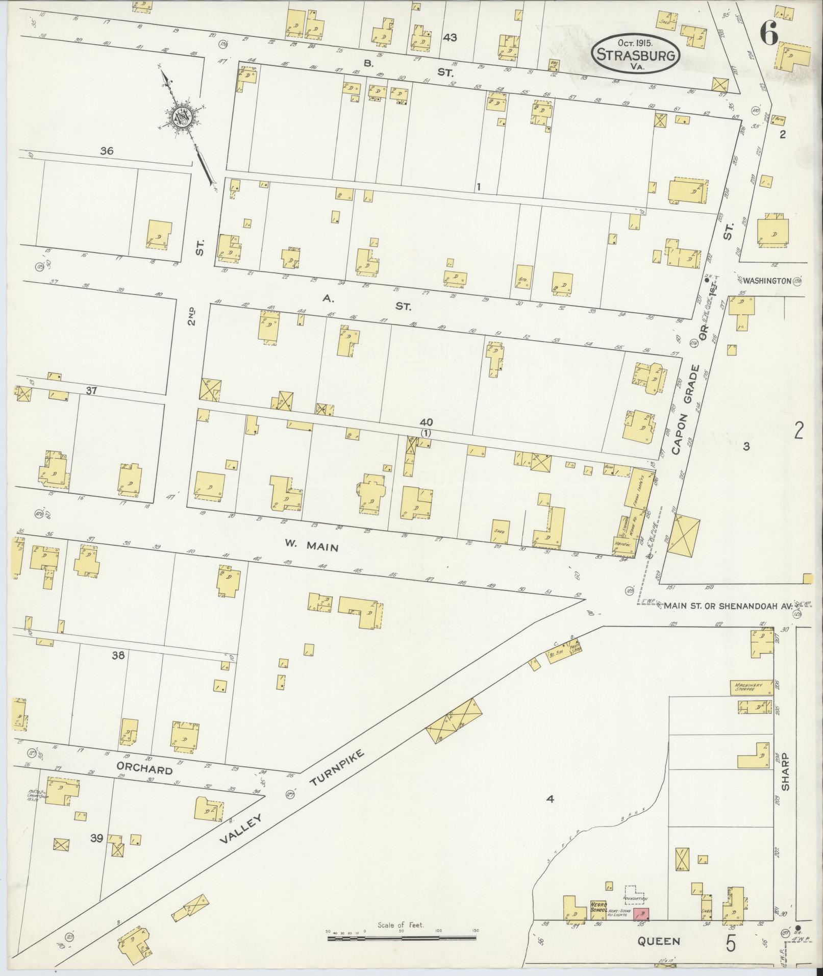 Sanborn Fire Insurance Map from Strasburg, Shenandoah County, Virginia (1915), Sheet #0006 - Historic Sanborn Fire Insurance Map Print, vintage old map wall art, antique decor, genealogy gift, Virginia Virginia map
