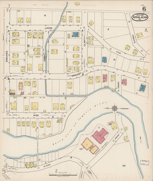 Sanborn Fire Insurance Map from Appalachia, Wise County, Virginia (1922), Sheet #0006 - Historic Sanborn Fire Insurance Map Print, vintage old map wall art, antique decor, genealogy gift, Virginia Virginia map