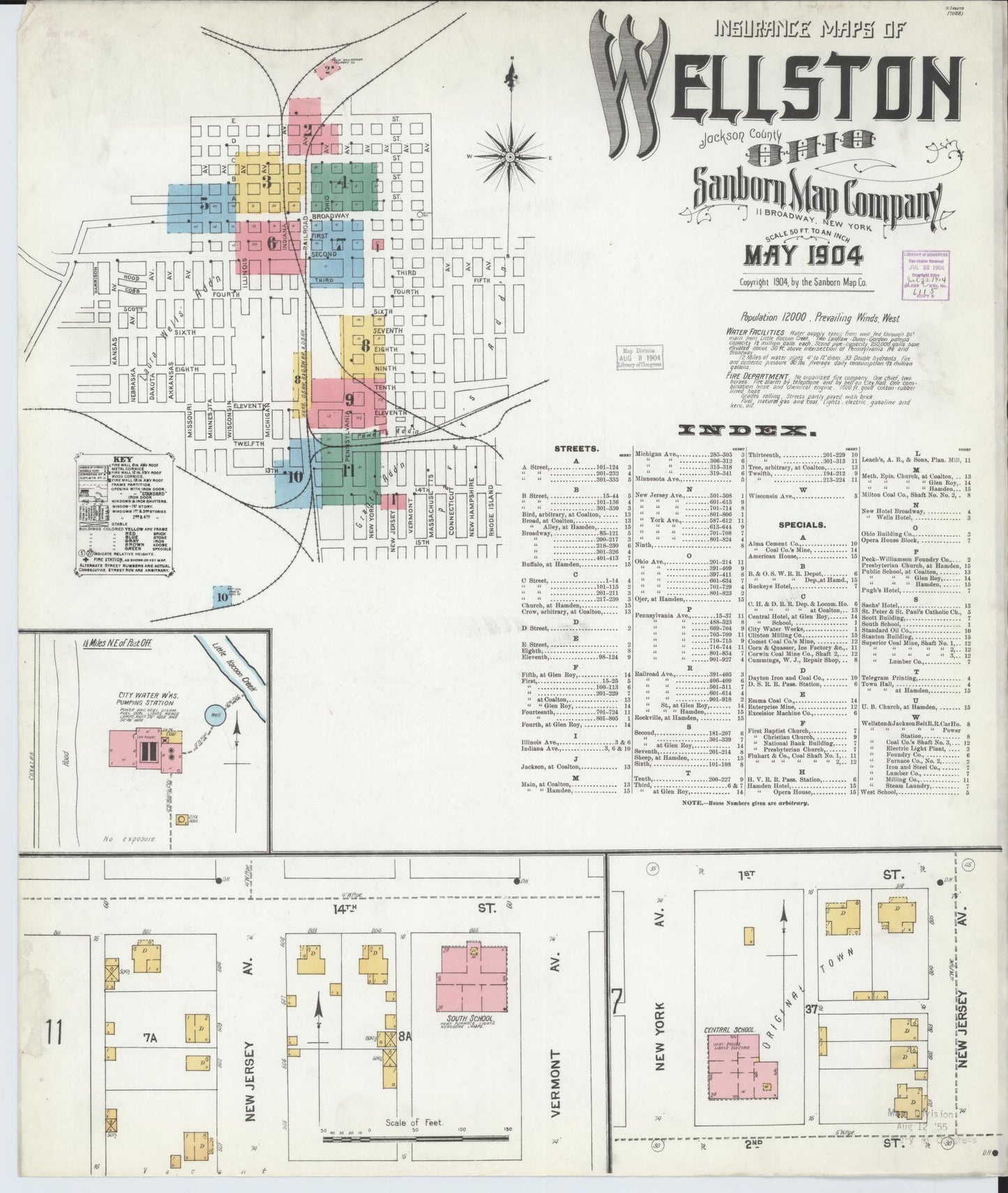 Sanborn Fire Insurance Map from Wellston, Jackson County, Ohio (1904), Sheet #0001 - Complete Map Set gallery image, historic Sanborn map, vintage wall art, Ohio Ohio