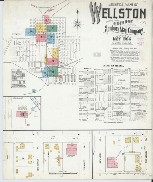 Sanborn Fire Insurance Map from Wellston, Jackson County, Ohio (1904), Sheet #0001 - Complete Map Set gallery image, historic Sanborn map, vintage wall art, Ohio Ohio