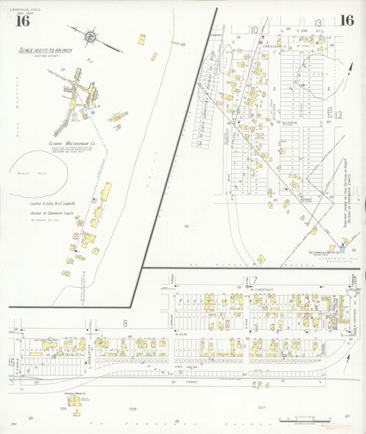 Sanborn Fire Insurance Map from Leadville, Lake County, Colorado (1937), Sheet #0016 - Historic Sanborn Fire Insurance Map Print, vintage old map wall art, antique decor, genealogy gift, Colorado Colorado map