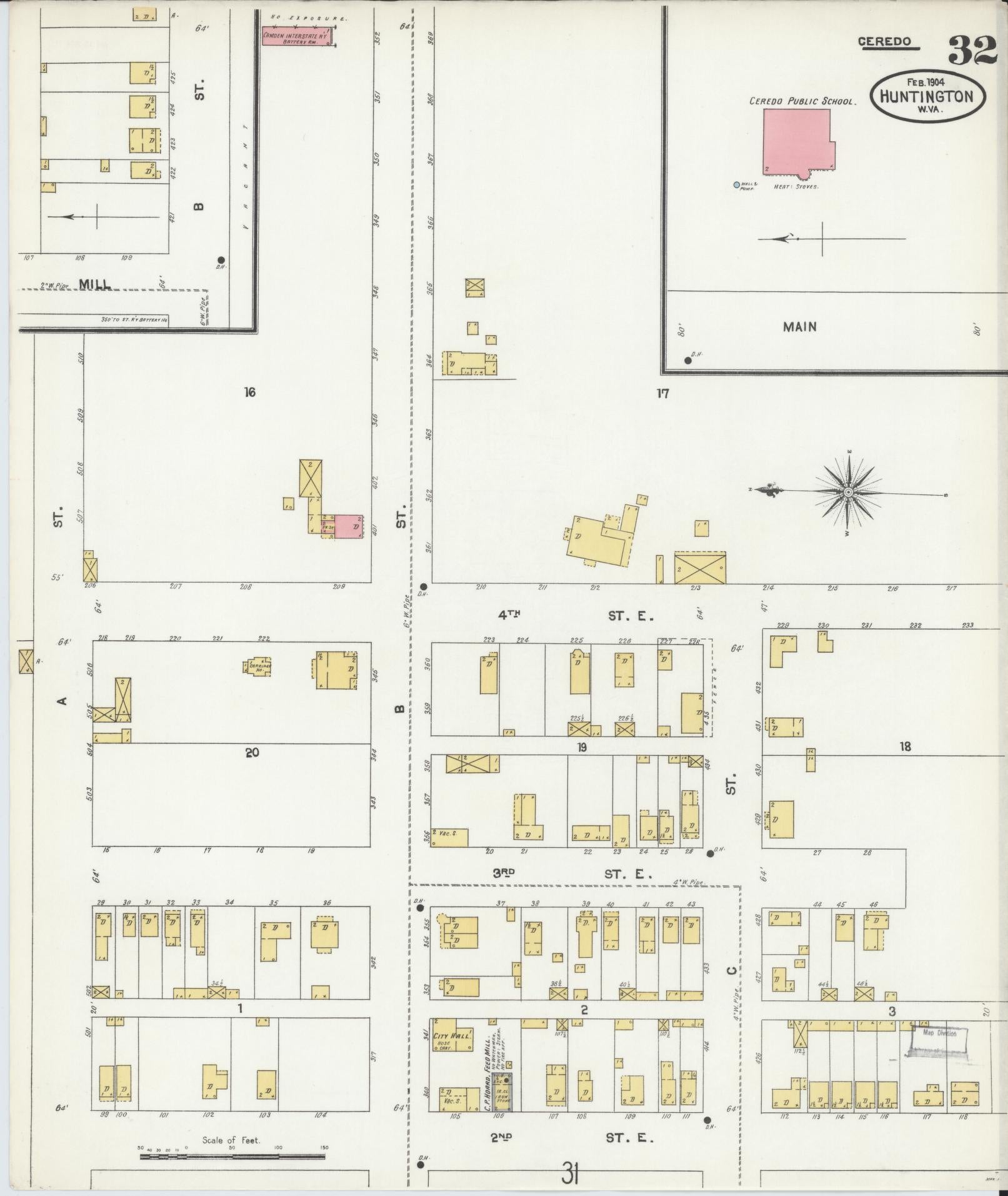 Sanborn Fire Insurance Map from Huntington, Cabell County, West Virginia (1904), Sheet #0032 - Complete Map Set gallery image, historic Sanborn map, vintage wall art, West Virginia West Virginia