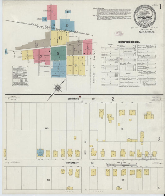 Sanborn Fire Insurance Map from Wyoming, Luzerne County, Pennsylvania (1911), Sheet #0001 - Historic Sanborn Fire Insurance Map Print, vintage old map wall art, antique decor, genealogy gift, Pennsylvania Pennsylvania map