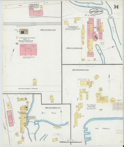 Sanborn Fire Insurance Map from Southington, Hartford County, Connecticut (1906), Sheet #0014 - Complete Map Set gallery image, historic Sanborn map, vintage wall art, Connecticut Connecticut
