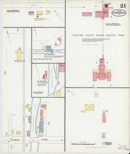 Sanborn Fire Insurance Map from Chambersburg, Franklin County, Pennsylvania (1899), Sheet #0021 - Complete Map Set gallery image, historic Sanborn map, vintage wall art, Pennsylvania Pennsylvania