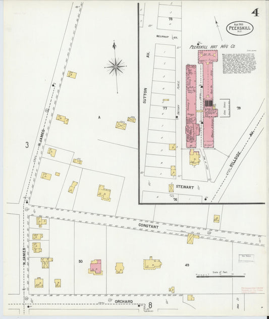 Sanborn Fire Insurance Map from Peekskill, Westchester County, New York (1900), Sheet #0004 - Historic Sanborn Fire Insurance Map Print, vintage old map wall art, antique decor, genealogy gift, New York New York map