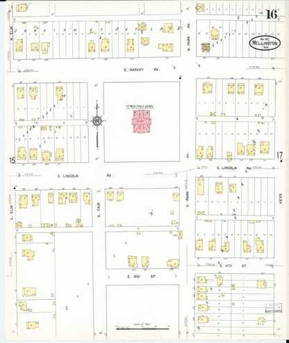 Sanborn Fire Insurance Map from Wellington, Sumner County, Kansas (1912), Sheet #0016 - Complete Map Set gallery image, historic Sanborn map, vintage wall art, Kansas Kansas