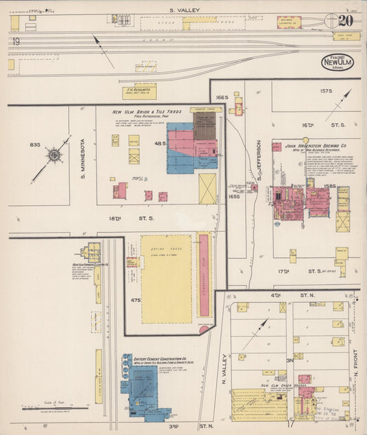 Sanborn Fire Insurance Map from New Ulm, Brown County, Minnesota (1922), Sheet #0020 - Historic Sanborn Fire Insurance Map Print, vintage old map wall art, antique decor, genealogy gift, Minnesota Minnesota map