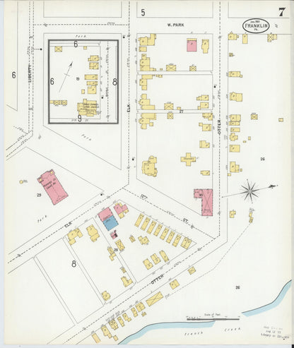 Sanborn Fire Insurance Map from Franklin, Venango County, Pennsylvania (1901), Sheet #0007 - Historic Sanborn Fire Insurance Map Print, vintage old map wall art, antique decor, genealogy gift, Pennsylvania Pennsylvania map