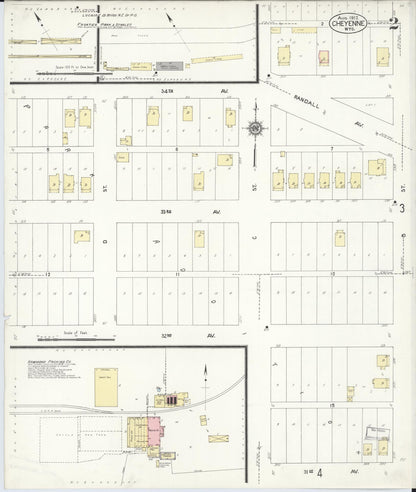 Sanborn Fire Insurance Map from Cheyenne, Laramie County, Wyoming (1912), Sheet #0002 - Complete Map Set gallery image, historic Sanborn map, vintage wall art, Wyoming Wyoming