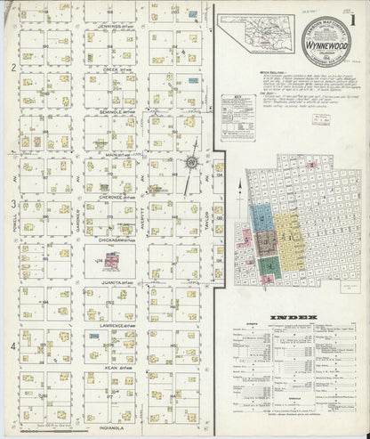 Sanborn Fire Insurance Map from Wynnewood, Garvin County, Oklahoma (1914), Sheet #0001 - Complete Map Set gallery image, historic Sanborn map, vintage wall art, Oklahoma Oklahoma