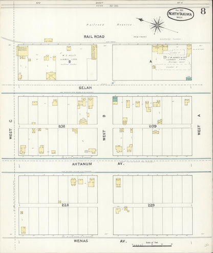 Sanborn Fire Insurance Map from North Yakima, Yakima County, Washington (1891), Sheet #0008 - Complete Map Set gallery image, historic Sanborn map, vintage wall art, Washington Washington