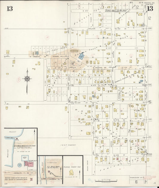 Sanborn Fire Insurance Map from Trenton, Grundy County, Missouri (1948), Sheet #0013 - Historic Sanborn Fire Insurance Map Print, vintage old map wall art, antique decor, genealogy gift, Missouri Missouri map