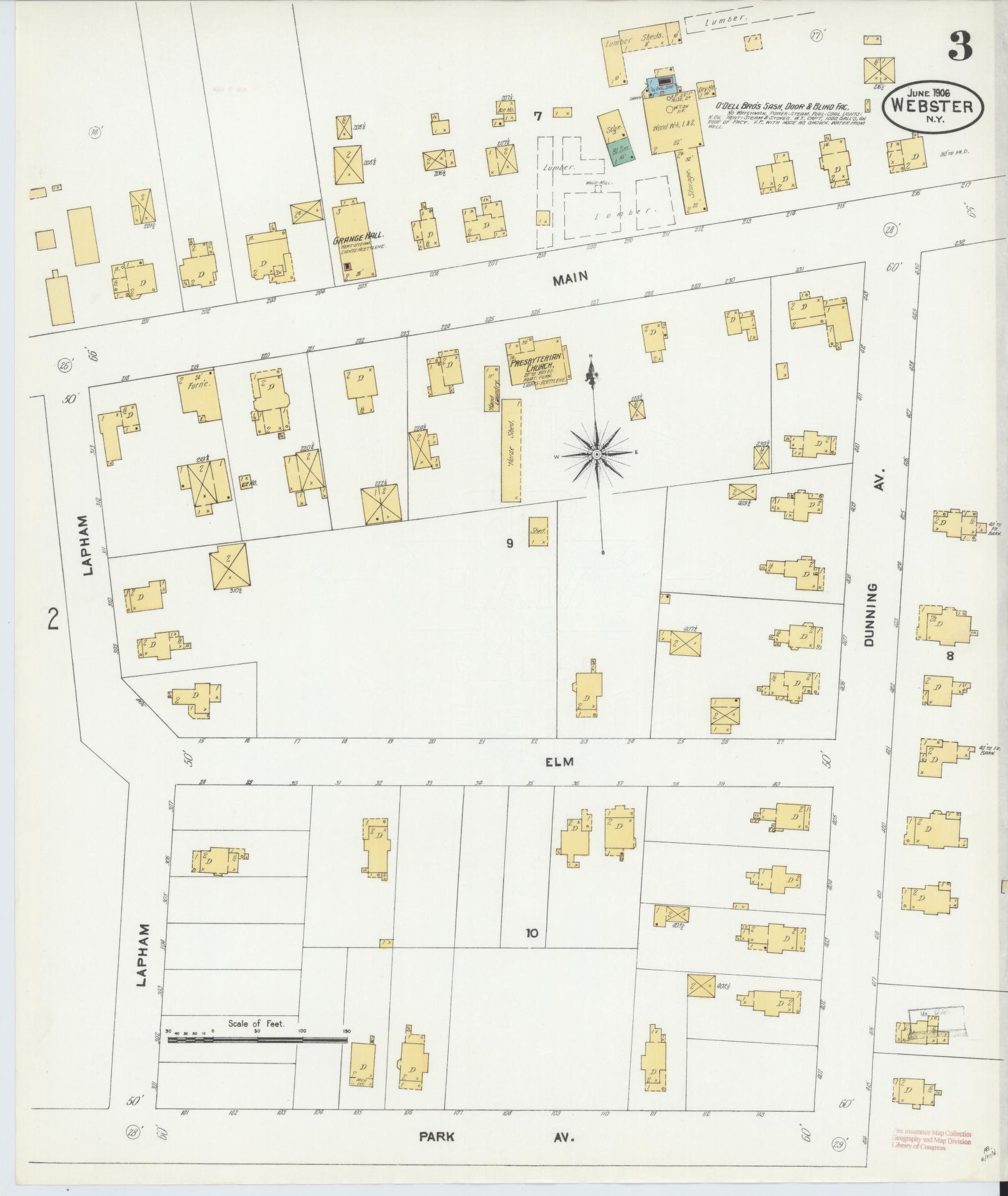 Sanborn Fire Insurance Map from Webster, Monroe County, New York (1906), Sheet #0003 - Complete Map Set gallery image, historic Sanborn map, vintage wall art, New York New York