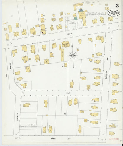 Sanborn Fire Insurance Map from Webster, Monroe County, New York (1906), Sheet #0003 - Complete Map Set gallery image, historic Sanborn map, vintage wall art, New York New York