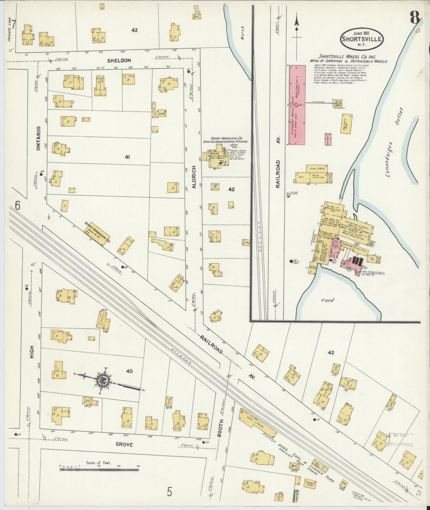 Sanborn Fire Insurance Map from Shortsville, Ontario County, New York. (1911), Sheet 8 – Historic Sanborn Fire Insurance Map Print