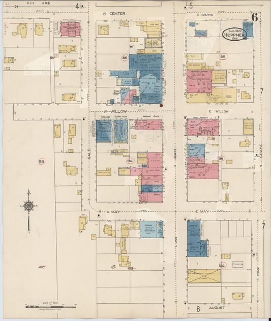 Sanborn Fire Insurance Map from Heppner, Morrow County, Oregon (1932), Sheet #0006 - Historic Sanborn Fire Insurance Map Print, vintage old map wall art, antique decor, genealogy gift, Oregon Oregon map