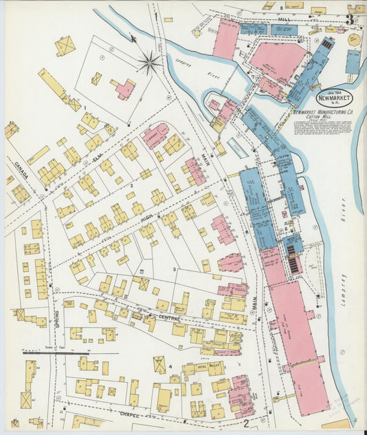 Sanborn Fire Insurance Map from New Market, Rockingham County, New Hampshire (1904), Sheet #0003 - Historic Sanborn Fire Insurance Map Print, vintage old map wall art, antique decor, genealogy gift, New Hampshire New Hampshire map