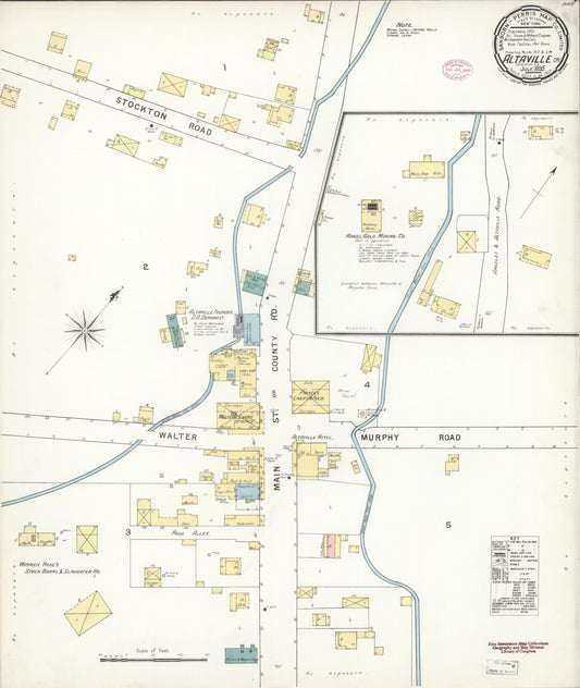 Sanborn Fire Insurance Map from Altaville, Calaveras County, California (1895), Sheet #0001 - Historic Sanborn Fire Insurance Map Print, vintage old map wall art, antique decor, genealogy gift, California California map