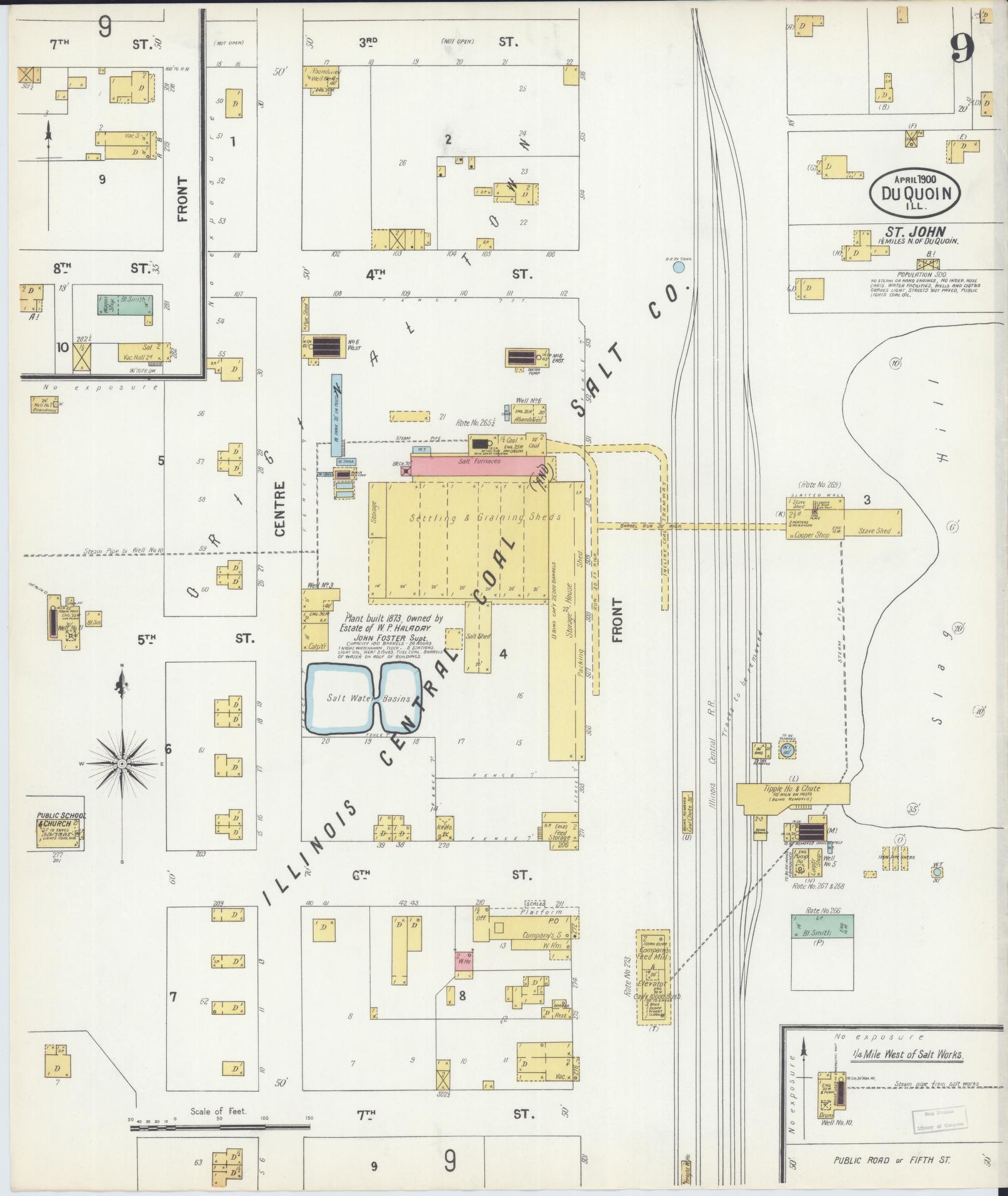 Sanborn Fire Insurance Map from Du Quoin, Perry County, Illinois (1900), Sheet #0009 - Complete Map Set gallery image, historic Sanborn map, vintage wall art, Illinois Illinois