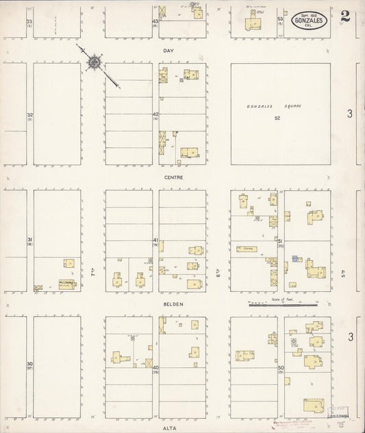 Sanborn Fire Insurance Map from Gonzales, Monterey County, California (1910), Sheet #0002 - Historic Sanborn Fire Insurance Map Print, vintage old map wall art, antique decor, genealogy gift, California California map