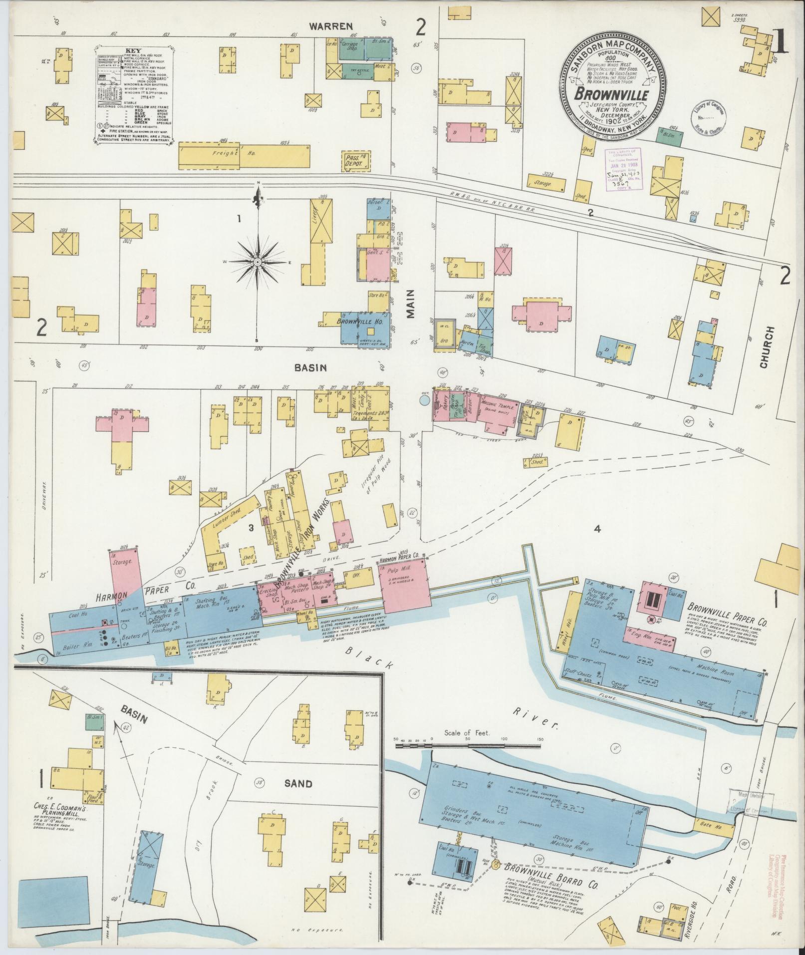 Sanborn Fire Insurance Map from Brownville, Jefferson County, New York. (1902) – Historic Sanborn Fire Insurance Map Print