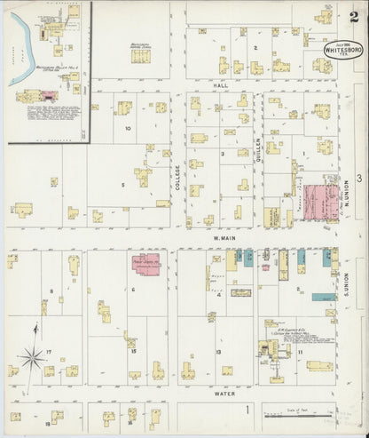 Sanborn Fire Insurance Map from Whitesboro, Grayson County, Texas (1896), Sheet #0002 - Complete Map Set gallery image, historic Sanborn map, vintage wall art, Texas Texas