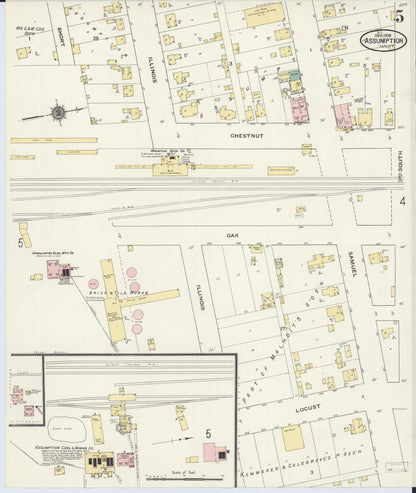 Sanborn Fire Insurance Map from Assumption, Christian County, Illinois (1909), Sheet #0005 - Complete Map Set gallery image, historic Sanborn map, vintage wall art, Illinois Illinois