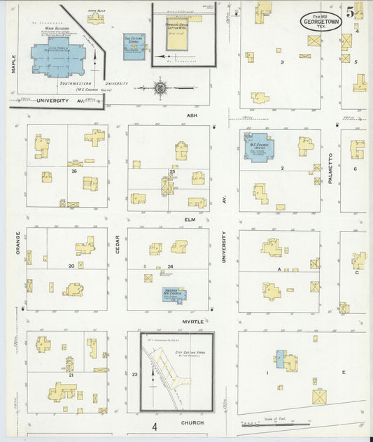 Sanborn Fire Insurance Map from Georgetown, Williamson County, Texas (1910), Sheet #0005 - Historic Sanborn Fire Insurance Map Print, vintage old map wall art, antique decor, genealogy gift, Texas Texas map
