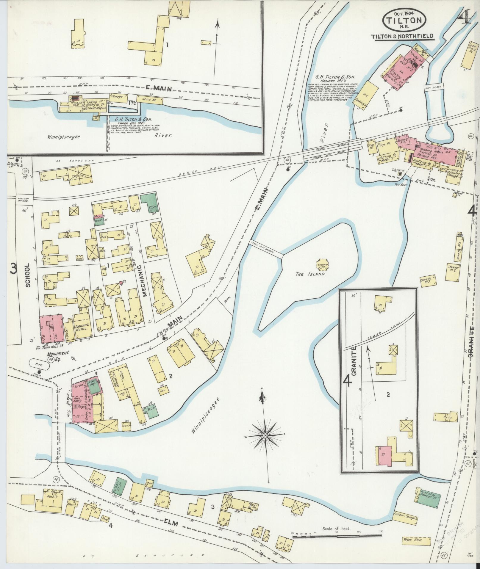 Sanborn Fire Insurance Map from Tilton, Belknap County, New Hampshire (1904), Sheet #0004 - Complete Map Set gallery image, historic Sanborn map, vintage wall art, New Hampshire New Hampshire