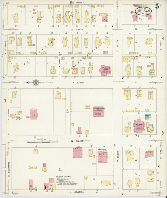 Sanborn Fire Insurance Map from Sullivan, Sullivan County, Indiana (1913), Sheet #0005 - Historic Sanborn Fire Insurance Map Print, vintage old map wall art, antique decor, genealogy gift, Indiana Indiana map