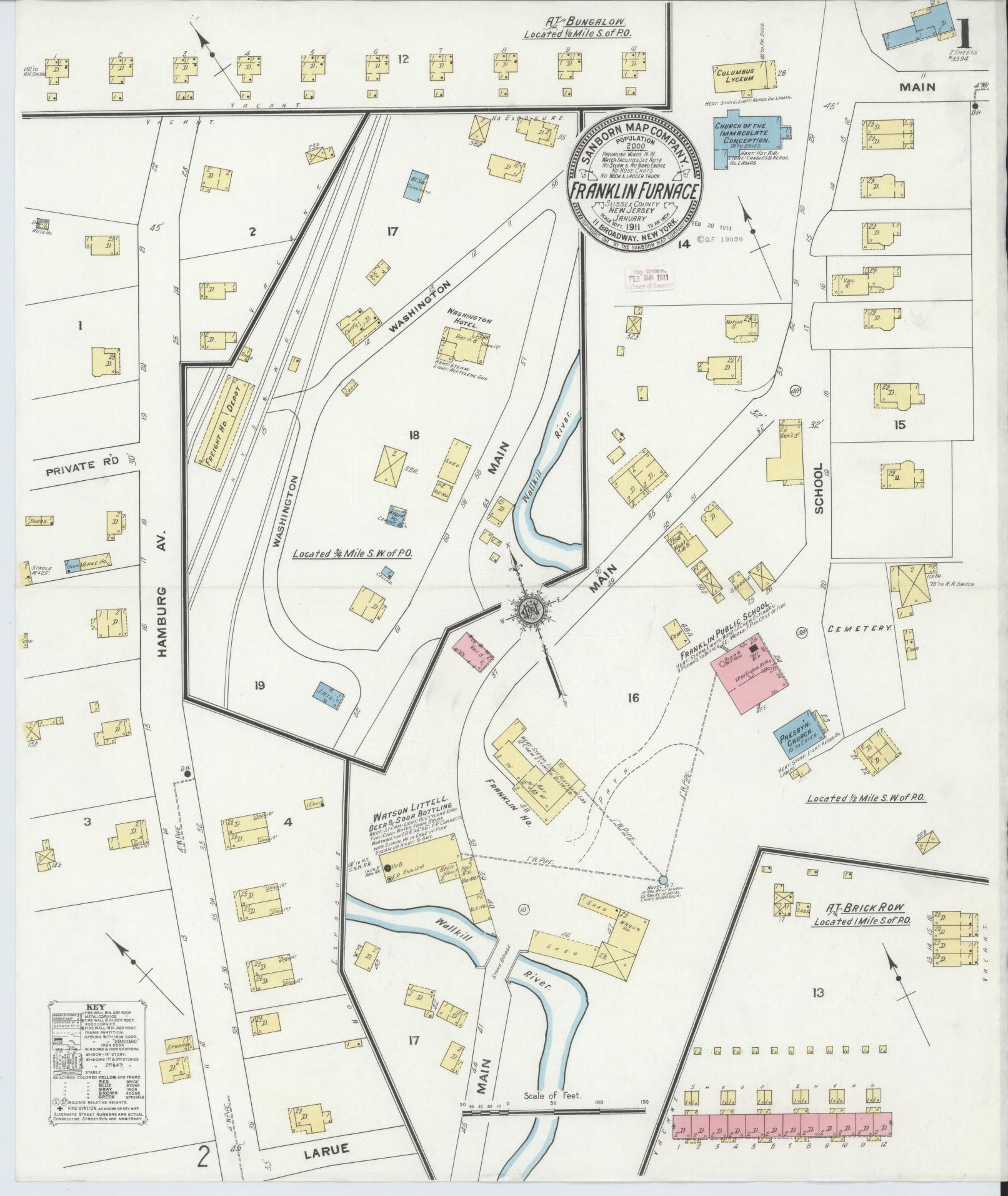 Sanborn Fire Insurance Map from Franklin Furnace, Sussex County, New Jersey. (1911) – Historic Sanborn Fire Insurance Map Print