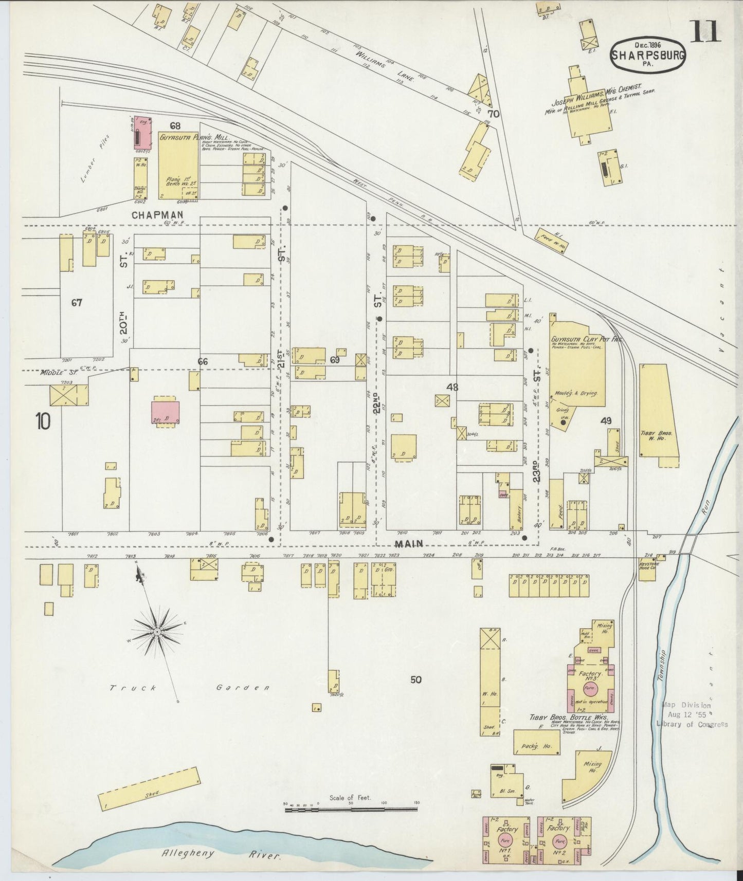 Sanborn Fire Insurance Map from Sharpsburg, Allegheny County, Pennsylvania (1896), Sheet #0011 - Historic Sanborn Fire Insurance Map Print, vintage old map wall art, antique decor, genealogy gift, Pennsylvania Pennsylvania map