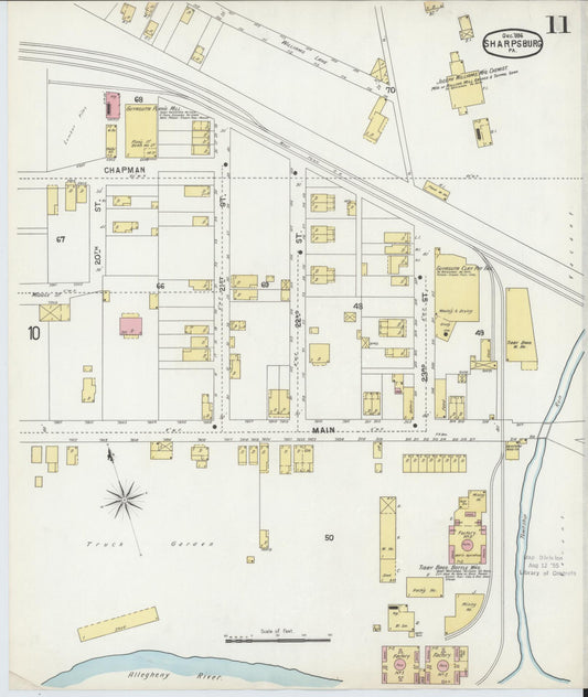 Sanborn Fire Insurance Map from Sharpsburg, Allegheny County, Pennsylvania (1896), Sheet #0011 - Historic Sanborn Fire Insurance Map Print, vintage old map wall art, antique decor, genealogy gift, Pennsylvania Pennsylvania map