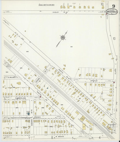Sanborn Fire Insurance Map from Westfield, Union County, New Jersey (1916), Sheet #0009 - Complete Map Set gallery image, historic Sanborn map, vintage wall art, New Jersey New Jersey