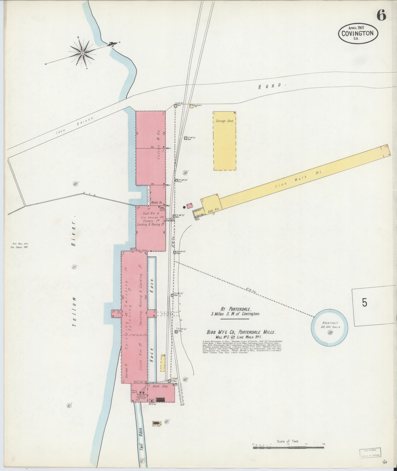 Sanborn Fire Insurance Map from Covington, Newton County, Georgia (1901), Sheet #0006 - Historic Sanborn Fire Insurance Map Print, vintage old map wall art, antique decor, genealogy gift, Georgia Georgia map