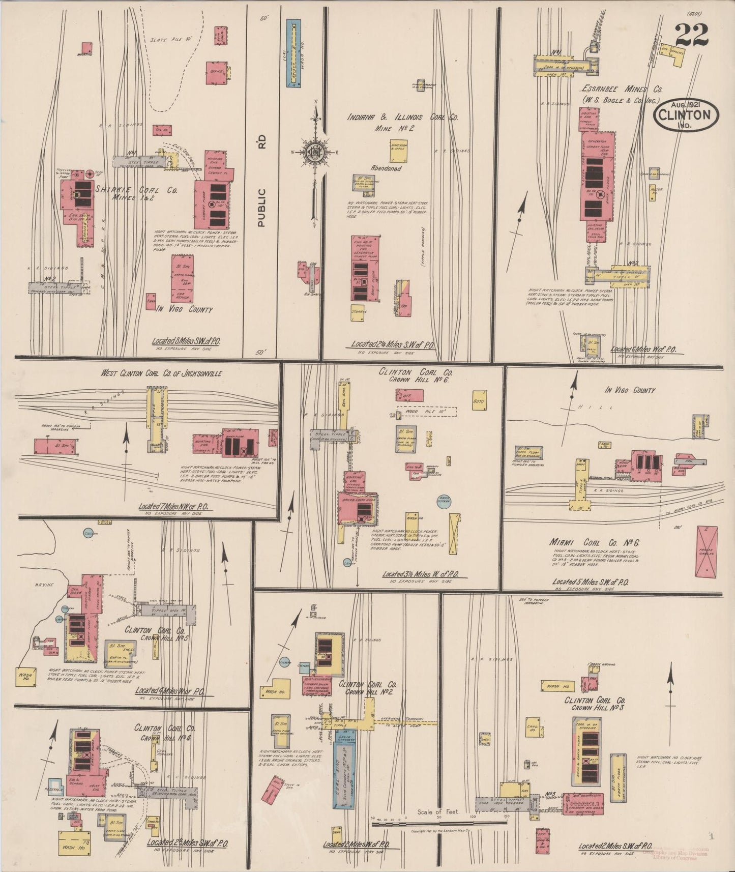Sanborn Fire Insurance Map from Clinton, Vermillion County, Indiana (1921), Sheet #0022 - Complete Map Set gallery image, historic Sanborn map, vintage wall art, Indiana Indiana