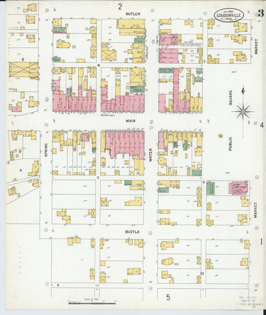 Sanborn Fire Insurance Map from Loudonville, Ashland County, Ohio (1900), Sheet #0003 - Historic Sanborn Fire Insurance Map Print, vintage old map wall art, antique decor, genealogy gift, Ohio Ohio map