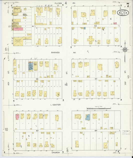 Sanborn Fire Insurance Map from Alva, Woods County, Oklahoma (1914), Sheet #0007 - Historic Sanborn Fire Insurance Map Print, vintage old map wall art, antique decor, genealogy gift, Oklahoma Oklahoma map