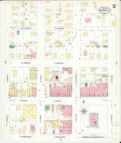 Sanborn Fire Insurance Map from Knoxville, Marion County, Iowa (1907), Sheet #0002 - Historic Sanborn Fire Insurance Map Print