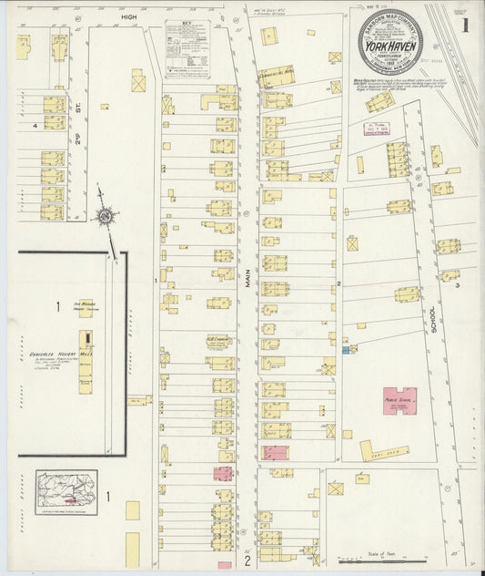 Sanborn Fire Insurance Map from York Haven, York County, Pennsylvania (1913), Sheet #0001 - Historic Sanborn Fire Insurance Map Print, vintage old map wall art, antique decor, genealogy gift, Pennsylvania Pennsylvania map