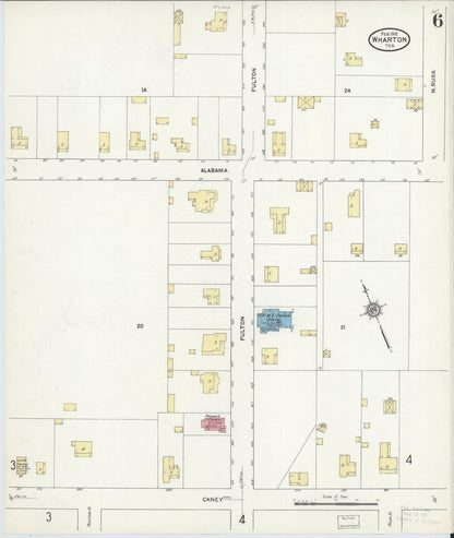 Sanborn Fire Insurance Map from Wharton, Wharton County, Texas (1912), Sheet #0007 - Complete Map Set gallery image, historic Sanborn map, vintage wall art, Texas Texas