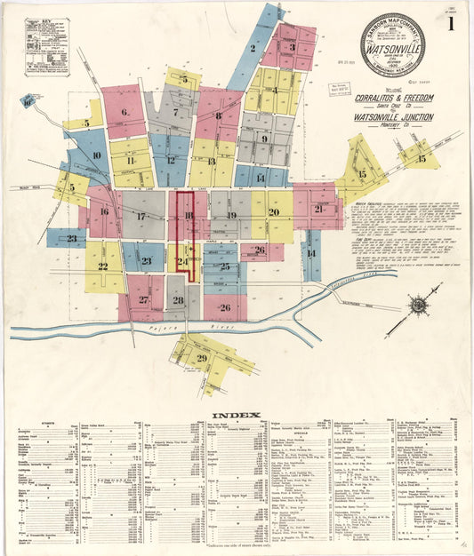 Sanborn Fire Insurance Map from Watsonville, Santa Cruz County, California. (1920) – Historic Sanborn Fire Insurance Map Print