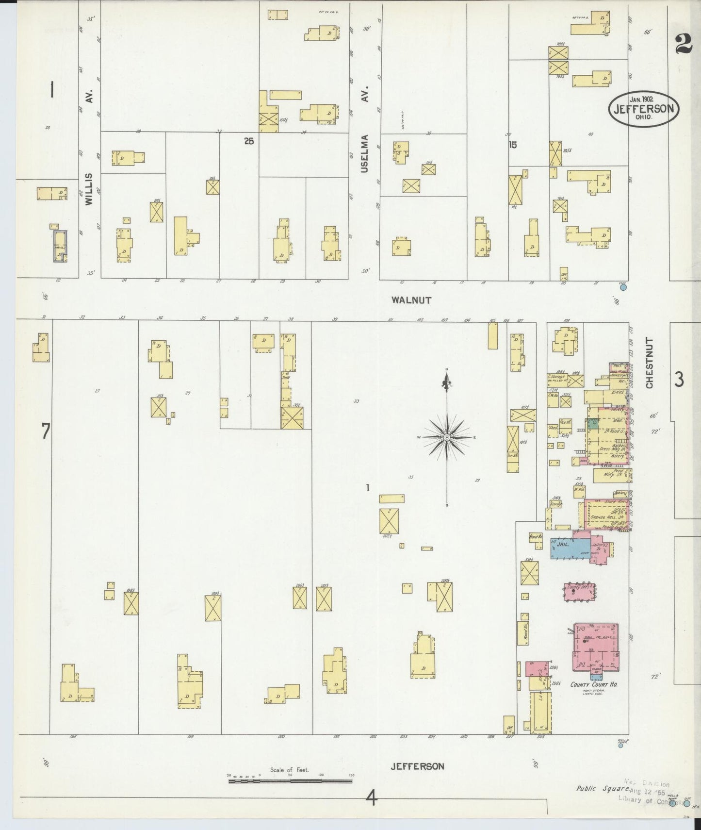 Sanborn Fire Insurance Map from Jefferson, Ashtabula County, Ohio (1902), Sheet #0002 - Complete Map Set gallery image, historic Sanborn map, vintage wall art, Ohio Ohio