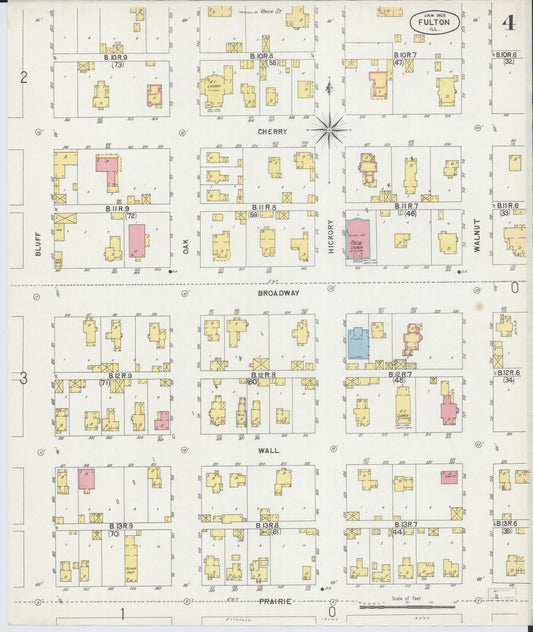 Sanborn Fire Insurance Map from Fulton, Whiteside County, Illinois (1903), Sheet #0004 - Historic Sanborn Fire Insurance Map Print, vintage old map wall art, antique decor, genealogy gift, Illinois Illinois map