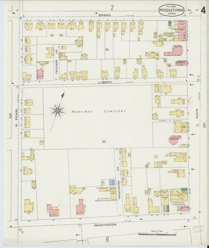 Sanborn Fire Insurance Map from Middletown, Middlesex County, Connecticut (1895), Sheet #0004 - Complete Map Set gallery image, historic Sanborn map, vintage wall art, Connecticut Connecticut