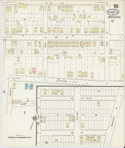 Sanborn Fire Insurance Map from Tarentum, Allegheny County, Pennsylvania (1914), Sheet #0018 - Historic Sanborn Fire Insurance Map Print, vintage old map wall art, antique decor, genealogy gift, Pennsylvania Pennsylvania map