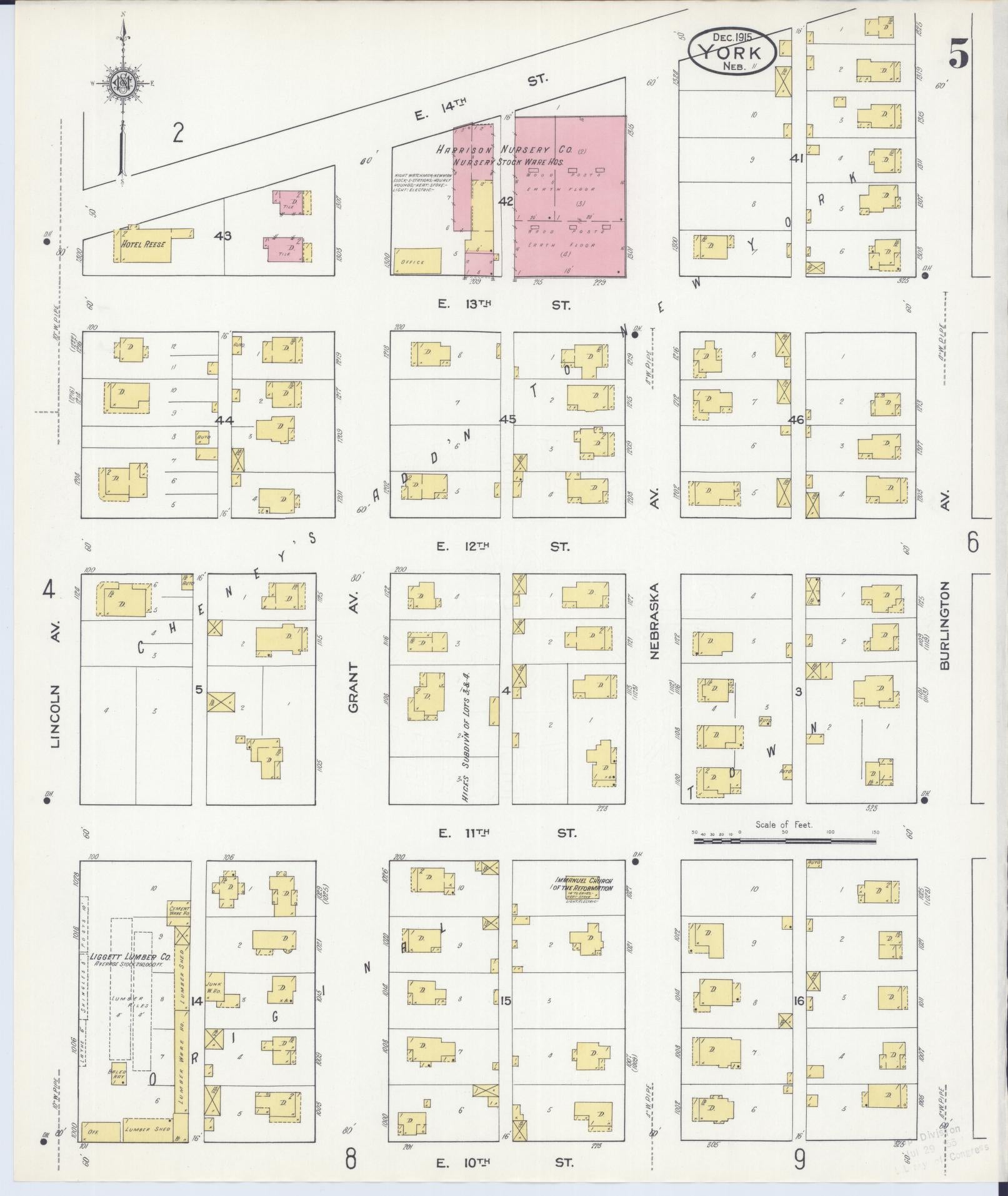 Sanborn Fire Insurance Map from York, York County, Nebraska (1915), Sheet #0005 - Complete Map Set gallery image, historic Sanborn map, vintage wall art, Nebraska Nebraska