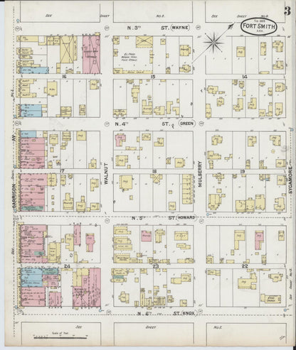 Sanborn Fire Insurance Map from Fort Smith, Sebastian County, Arkansas (1889), Sheet #0003 - Complete Map Set gallery image, historic Sanborn map, vintage wall art, Arkansas Arkansas
